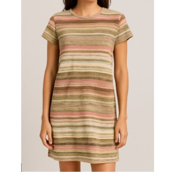 LAUREN Ralph Lauren | Western Textured Stripe Cotton T-Shirt Dress | Medium - Picture 1 of 11